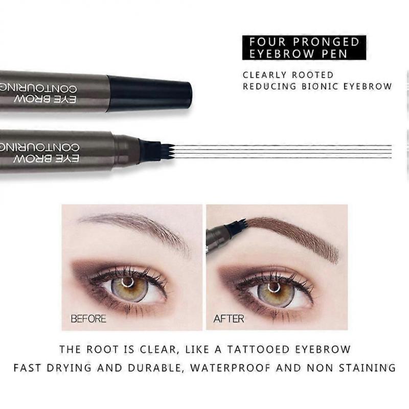 3 Pack Microblading Eyebrow Pencil with 4 Split Tips, Waterproof and Long Lasting Eyebrow Pencil