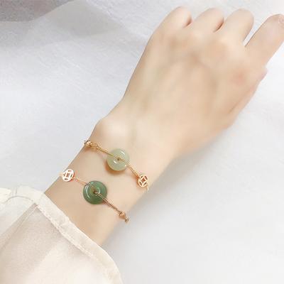 Sterling zilver S925 zilveren armband Hetian jade veiligheidsgesp armband om rijkdom en schatten aan te trekken smaragd jade koperen munt armband
