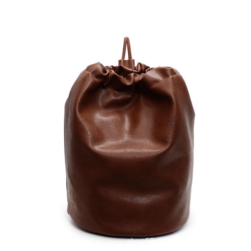 Soft-faced backpack bag women's 2025 new trendy fashion retro bucket bag casual large-capacity backpack