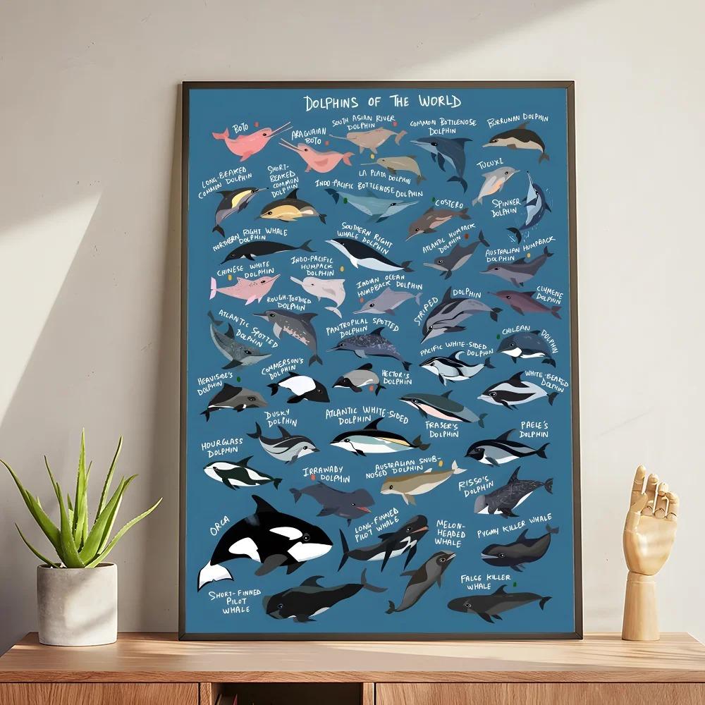 Whale and Shark Seashells Turtles Octopus Fish Marine Life Ocean Animals Poster and Print Canvas Painting  Wall Art Home Living Room
