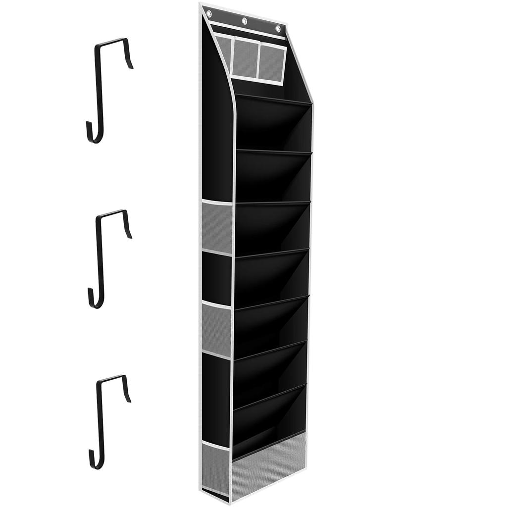 Over The Door Shoe Organizer Bag 8 Layer Shoes Hanging Storage Rack with Top and Side Pockets for Boots Sneakers Sandals