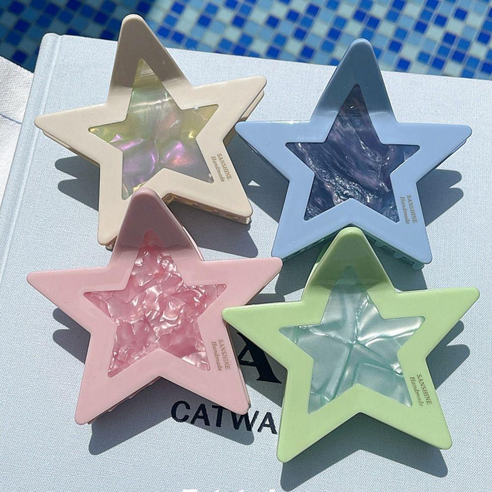 

Acetate Star Acetic Acid Hair Claw Y2K Shark Clip Unique Pentagram Hair Clip Women