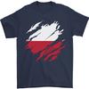 Torn Poland Flag Polish Day Football Mens T-Shirt 100% Cotton