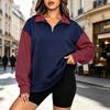 Women's Half Zip Hoodie Casual Striped Color Block Hooded Sweatshirt for Everyday Wear