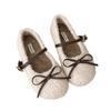 Fleece Round Head Gentle Wind Bow Flat Cotton Shoes Fluffy Shoes Women's Autumn and Winter 2025 French Warm New Sweet