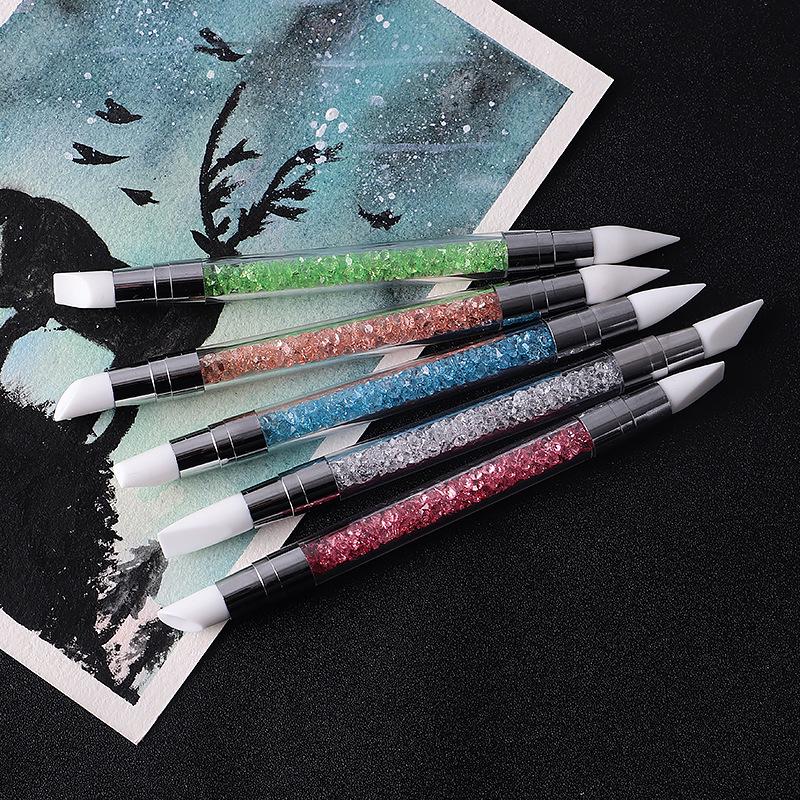 

Набор двухсторонних силиконовых кистей для дизайна ногтей: Гель, Пудра и Глина Инструмент для Тиснения и Углубления