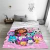 Gabbys Cartoon Dollhouses Kawaii Blankets Cute Anime Flannel Vintage Warm Throw Blanket for Home Restaurant Decoration Couch