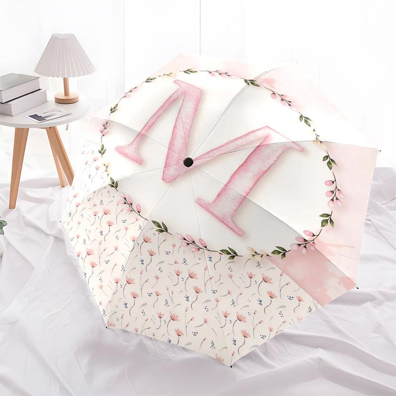 

1pc Floral Monogram Design Umbrella with Plastic Handle,Compact & Stylish,Cartoon Pattern,Outdoor UmbrellaPT418