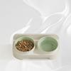 Ecological Cat Bowl, Double Bowl Set, Inclined Mouth Food and Water Bowl for Cats, Also Suitable for Dogs,
