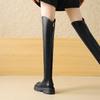 Krazing Pot Microfiber Autumn Winter Shoes Med Heels Flat Platform Size 42 Over-the-knee Boots Slip On Punk Style Elastic Thigh High Boots