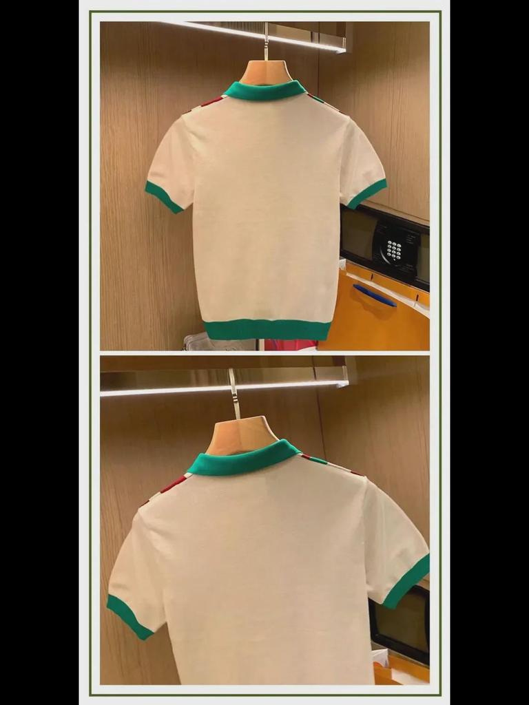 Men's Luxury Italian Knitted Polo Shirt with Vertical Stripes