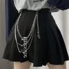 Gothic Punk Street Belt Multi-layer Metal Alloy Multi-layer Trousers Multi-layer Chain Keychain Detail Hip Hop Crochet Pants