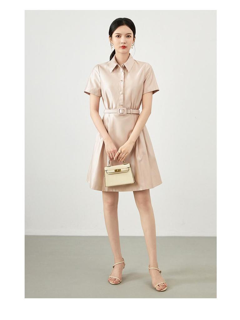 Jedwabno-Wełniana Letnia Sukienka Modelująca Talię - Nowość dla Kobiet