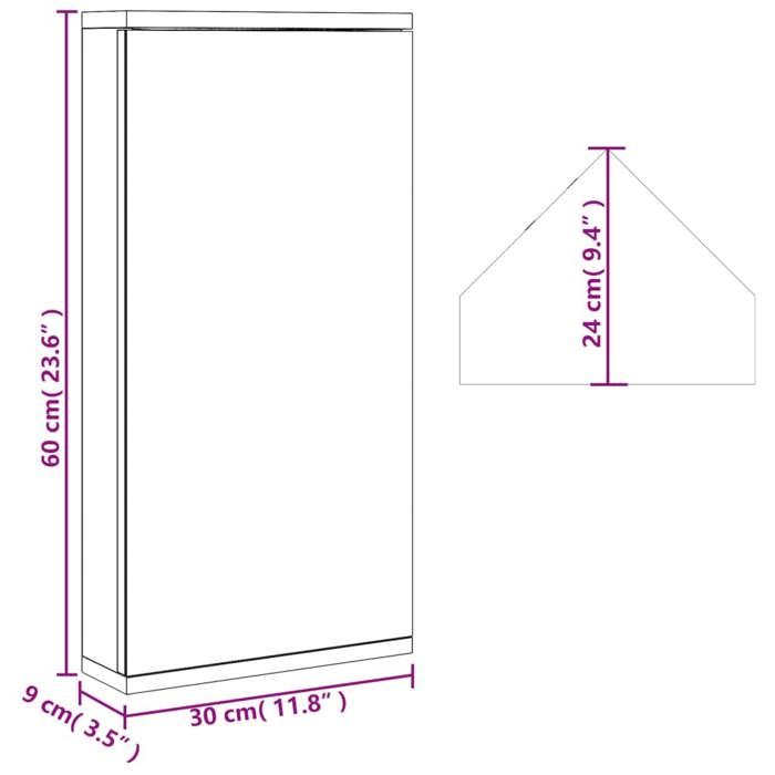 VidaXL White Corner Mirrored Bathroom Cabinet 30x24x60 Cm, Bathroom Cabinet, Vanity Unit with Mirror, Furniture 357977
