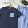 Foreign Trade Men's Plus size round Neck Short sleeve Trousers Pajamas Set Summer Thin Cotton Can Be Worn outside Casual Home Wear