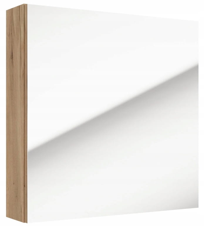 Functional hanging bathroom cabinet with mirror 60x60 cm, craft oak Salsa