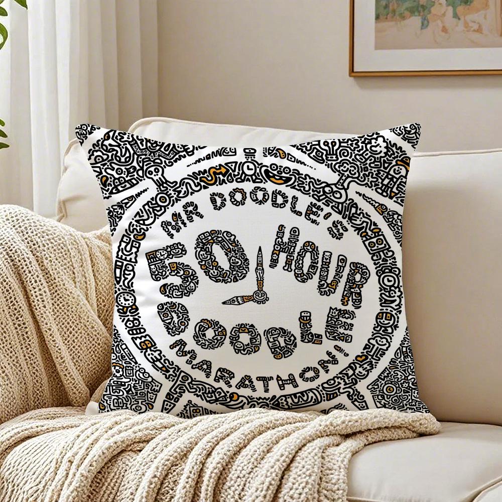 Famous Genius Graffiti Art Mr Doodle Cushion Cover Pillowcase Antidustmite Living Room Sofa Decor Cushion Room