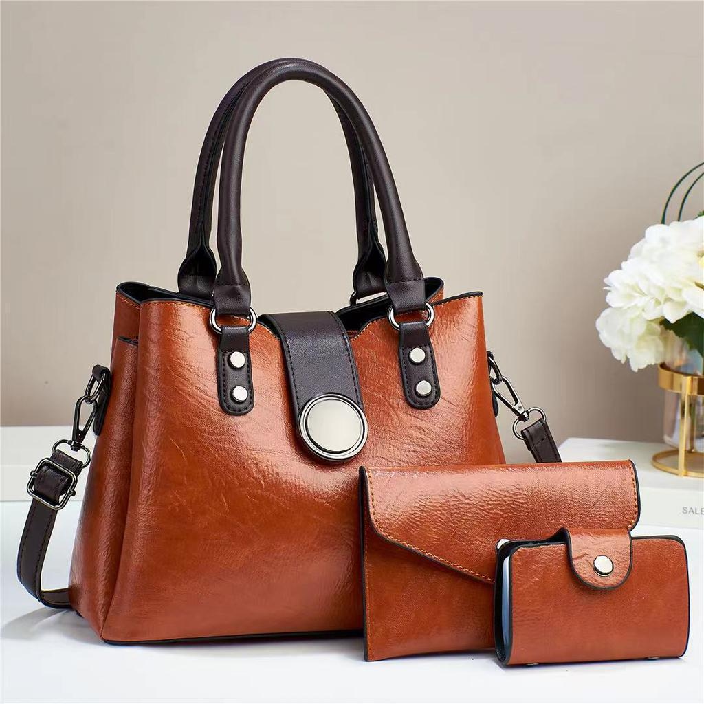 Women's bag 2026 new European and American fashion retro large capacity shoulder crossbody portable three-piece set