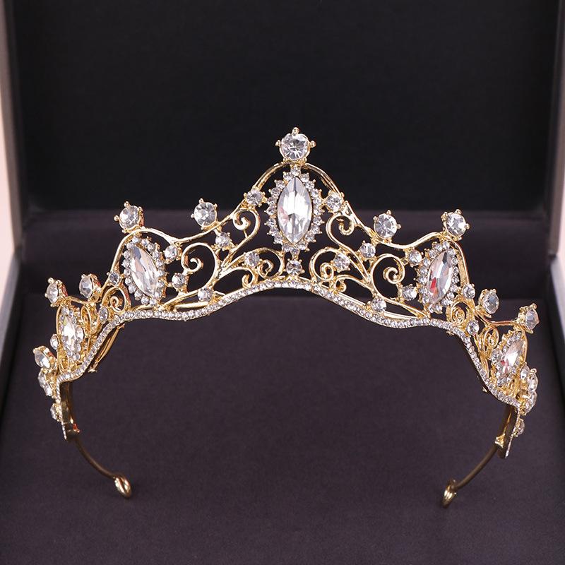 

Bridal Crown European and American Crystal Princess Crown Wedding Headgear Fashion Crown Bridal Accessories Wholesale 15*4CM
