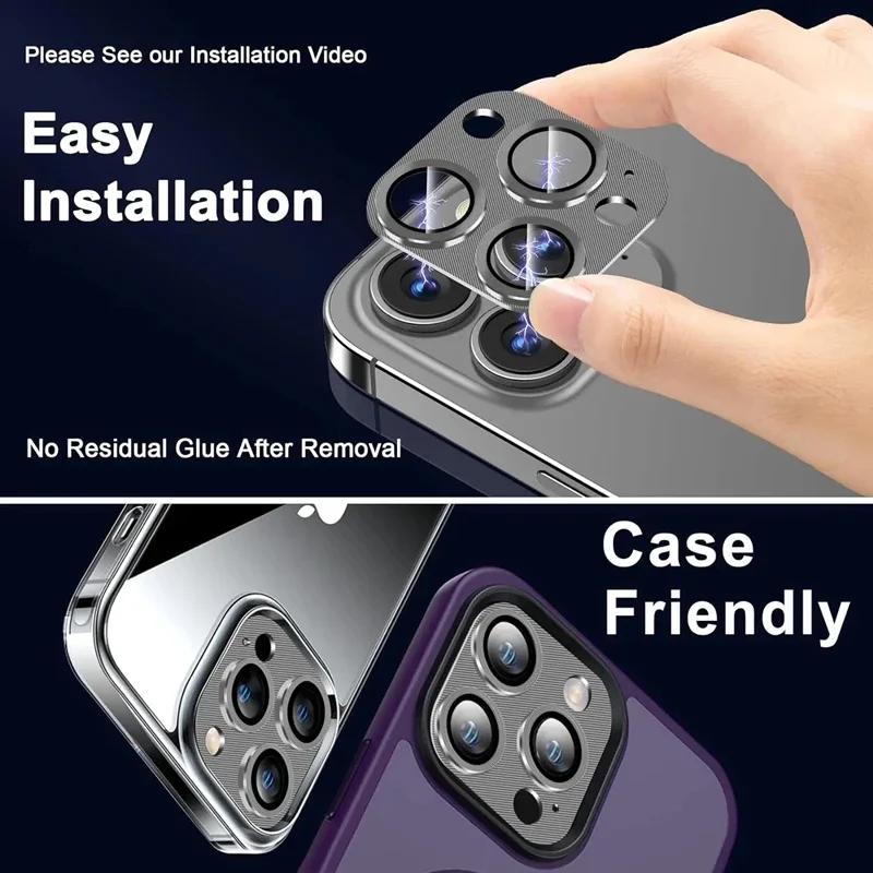 2PCSMetal Camera Lens Protector Glass For iPhone 14 11 12 13 15 Pro Max Back Lens Protective Film For iPhone 15 14 Plus 12 13 Mini
