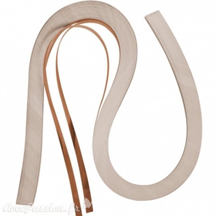 Bandes papier pour quilling cuivre recto verso 0.6x53cm 100p - Cuivre 0,6 x 53 cm