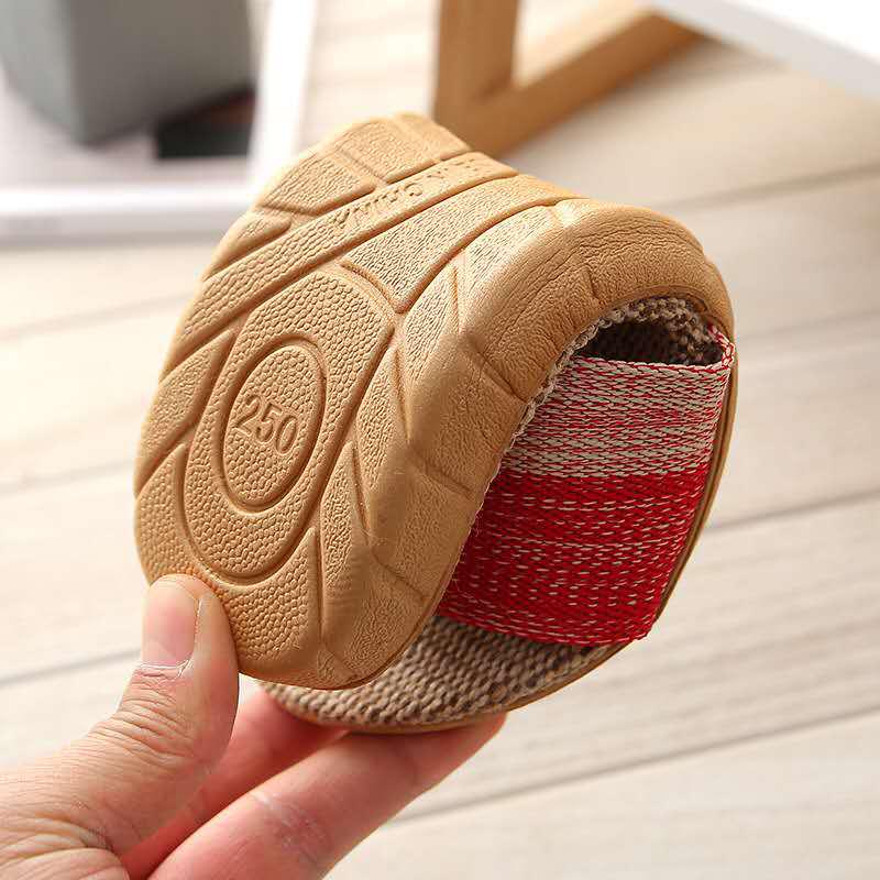 Lniano-bawełniane antypoślizgowe kapcie domowe dla mężczyzn i kobiet - gruba podeszwa na drewniane podłogi, idealne na lato