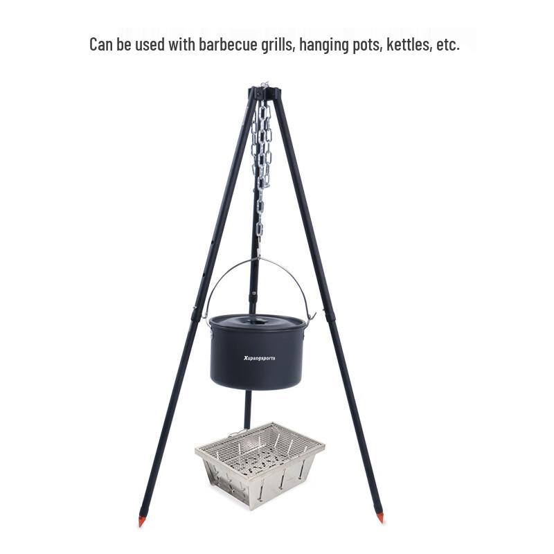 Portable Outdoor Grill with Tripod Hanging Pot One Size