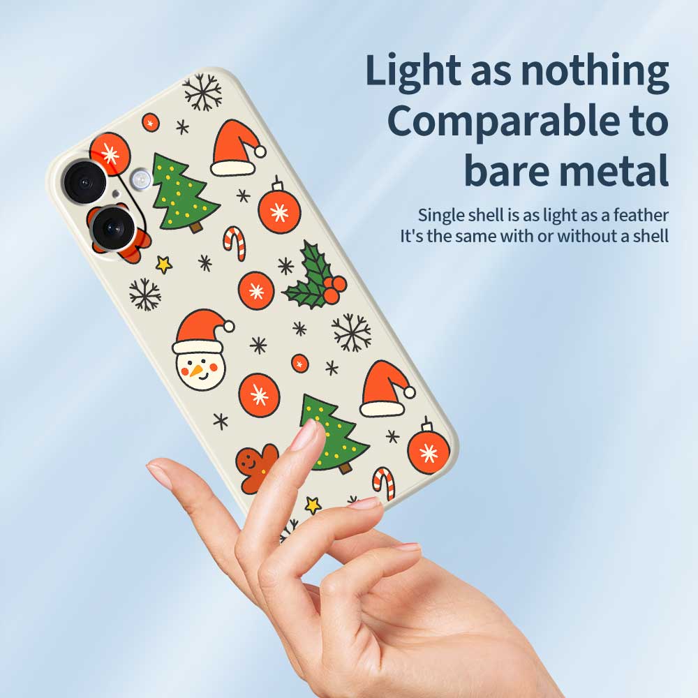 For iPhone 17 Case Lovely Christmas Pattern Printing Straight Edge TPU Phone Back Cover