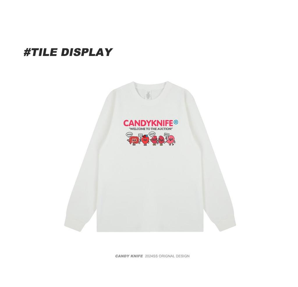 Korean Style Cartoon Print Long Sleeve T-Shirt – Trendy Autumn/Winter Streetwear