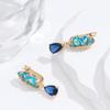 New  Rose Gold Drop Earrings For Women'S Blue Natural Zircon Ethnic Bride Wedding Jewelry Vintage Party Accessories