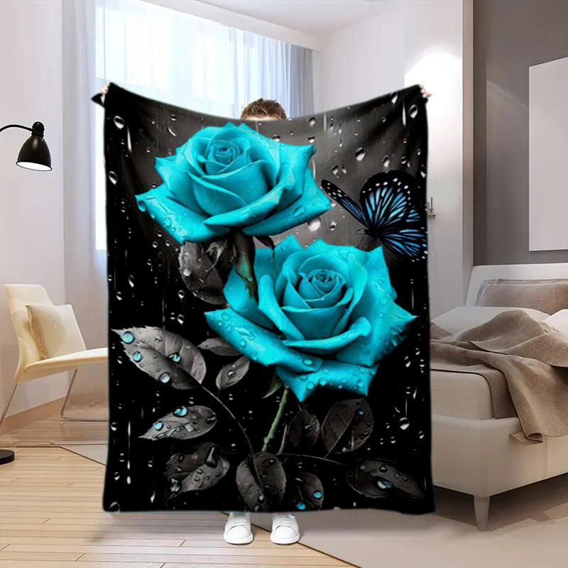 Vintage Rose Garden Art Blanket Soft And Portable Four Season Home Bed Sofa Blanket Office Travel Lunch Break Warm Blanket A5