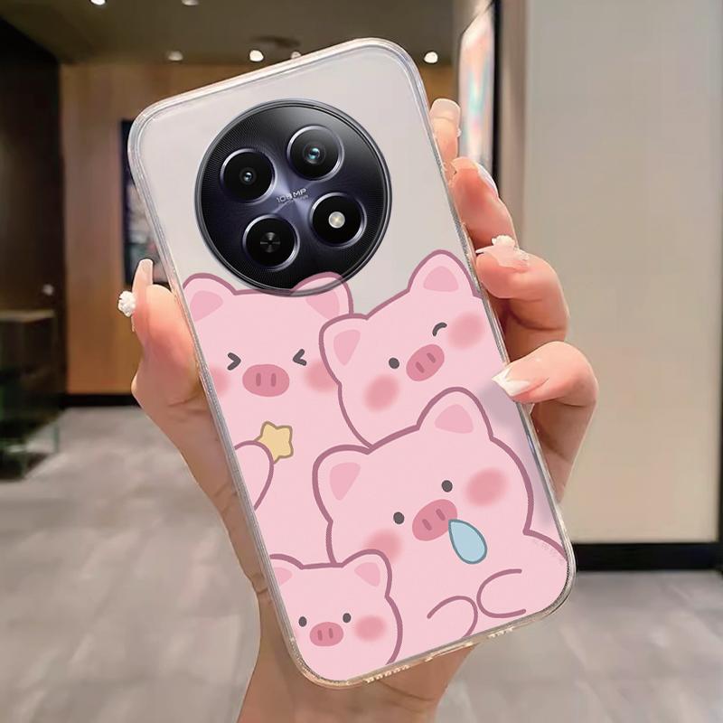 For Realme 12 4G 12+ 13+ Plus 13 Pro+ Plus 5G Case Fashion Flowers Painted Clear Silicone Phone Cover Fundas Funny Cat Couple