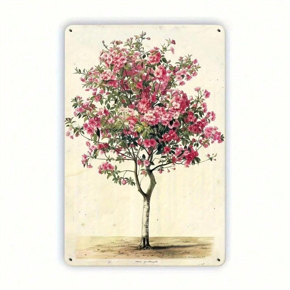 Vintage Botanical Flower Tree Metal Wall Art Rustic Tin Sign For Home Bar Decor 8x12 Inch Plaque