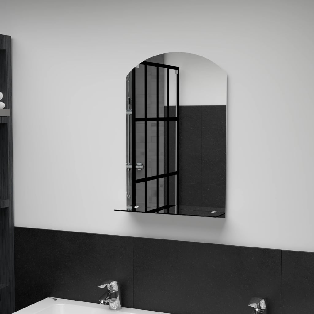 Wall Mirror with Shelf 40*60 cm Tempered Glass