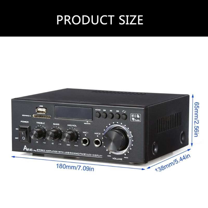Powerful 50W+50W 2Channel Home Stereo Receiver Bluetooth-compatible Stereo Amplifier for Theater,Karaoke,USB,Support