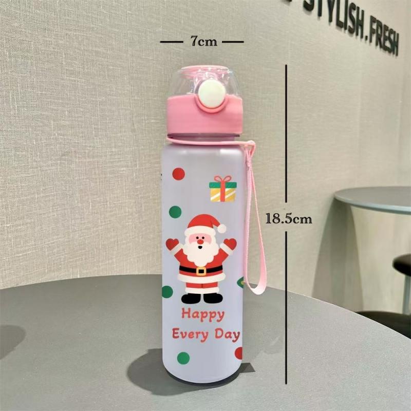 

3D Printed Cartoon 700ml Cute Christmas Water Bottle with Cute Santa & Reindeer Design High Appearance Plastic Water Cup розовый