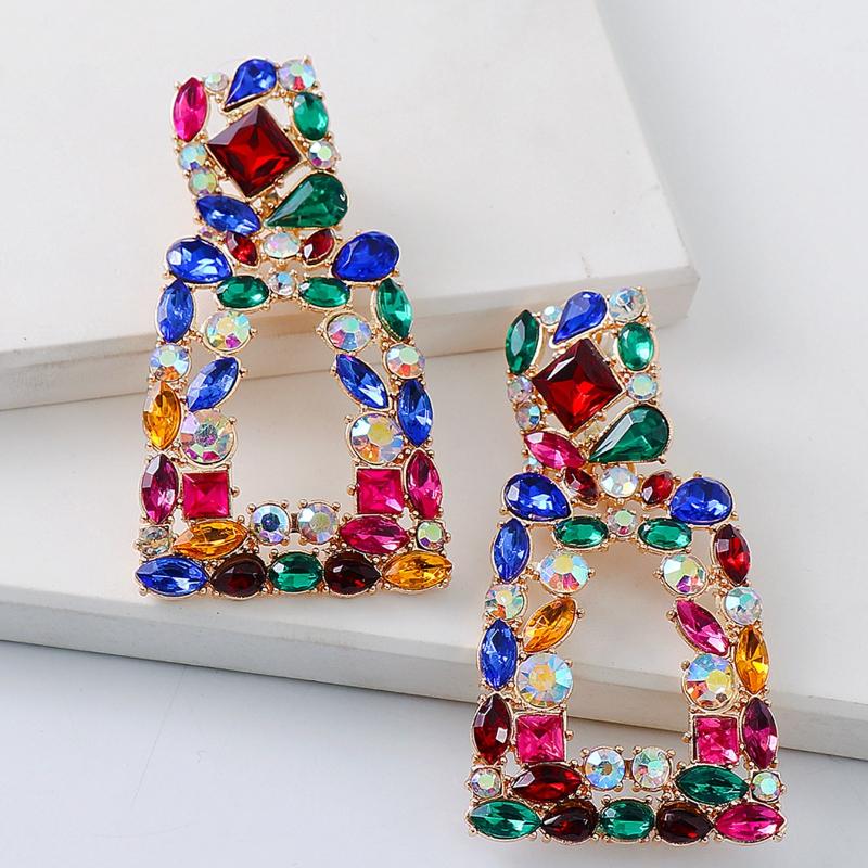Juran Rhinestone Geometric Drop Earrings