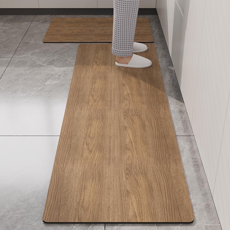 Kitchen Carpet Waterproof Non-Slip Pvc Floor Mat Imitation Wood Grain Wash-Free Leather Rug Long Size Home Decoration Foot Mats