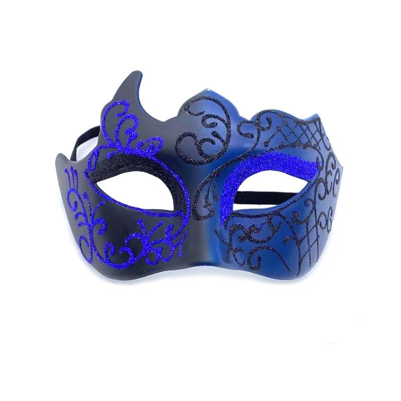 1ks Party Bar Makeup Ball Half Face Pánská malovaná zlatá pudrová maska ​​Třpytivá maska ​​Party Cosplay rekvizity