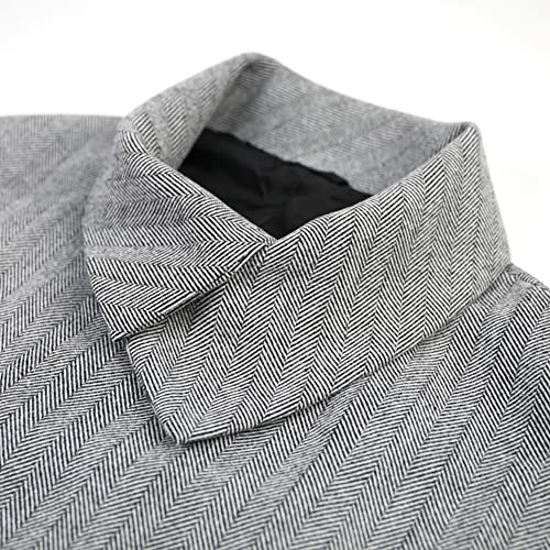 Brilliant Piece Kimono Coat, Shawl Collar Poncho Cape, Winter Herringbone Kimono Coat, Cold Weather Haori, Gray