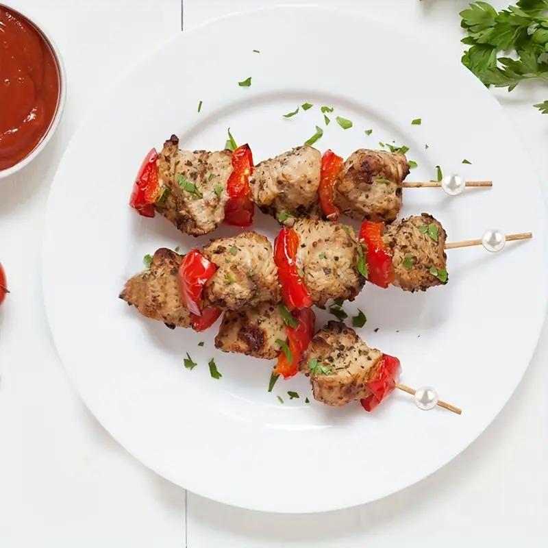 100PCS Disposable Pearl Toothpicks Disposable Bamboo Skewers Fruit Appetizers Cake Desserts Forks Wedding Party Supplies