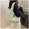 Wrinkle Design Nylon Bucket Bag Open Top Shoulder Crossbody Purse for Women