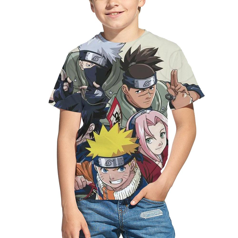 Children Cartoon T-shirt Japanese Naruto 3D Short Sleeve Summer Boy Football Sports Jersey Leisure and Entertainment Clothing