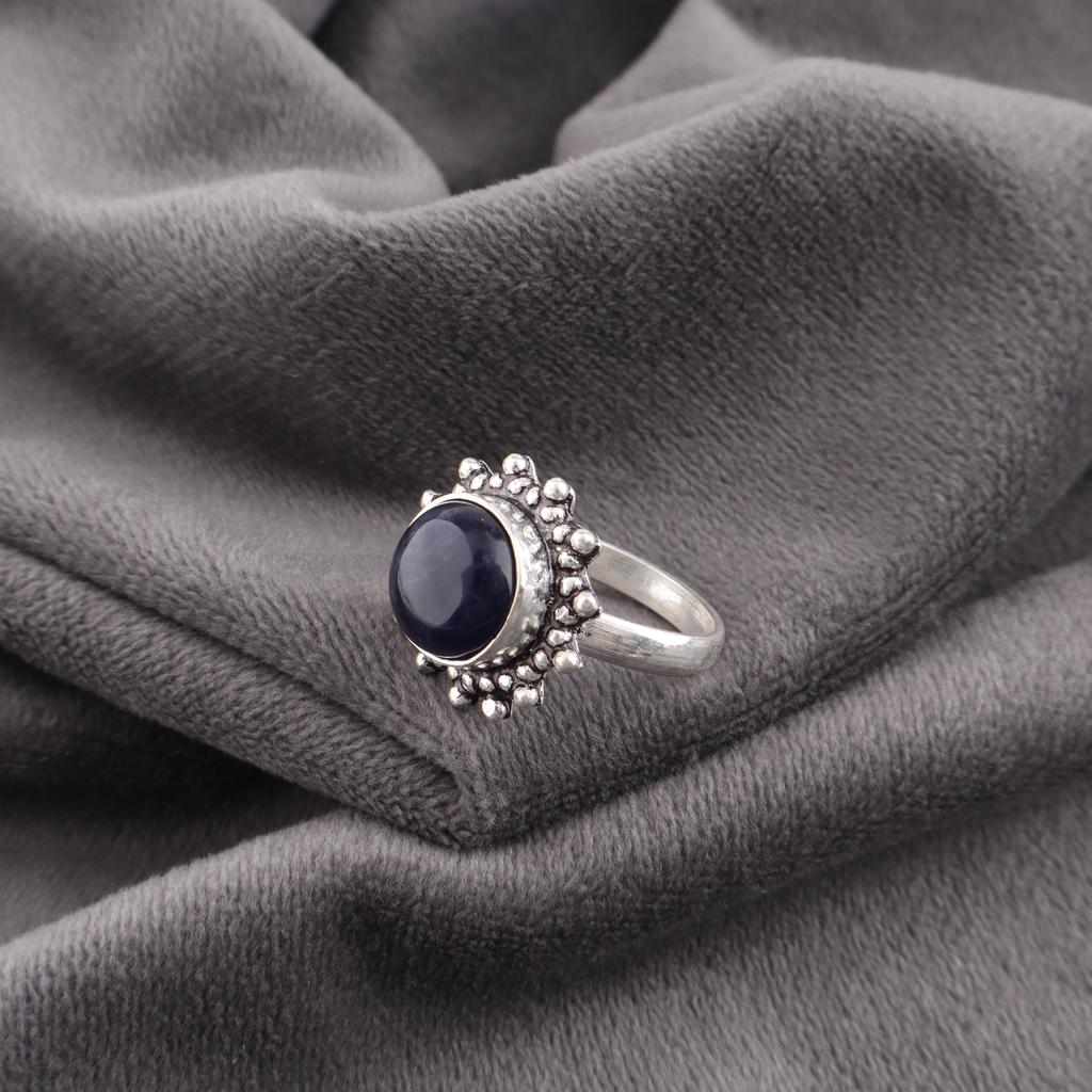Sodalite Handmade Gemstone Ring, 925 Solid Sterling Silver Ring Beautiful Jewelry, Ring For Engagement Gift