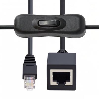 Cablecc RJ45 Extension Cable 304 with Signal CAT6 8P8C STP UTP Male To Female LAN Ethernet Network Patch 60cm On/Off Switch, Cord,
