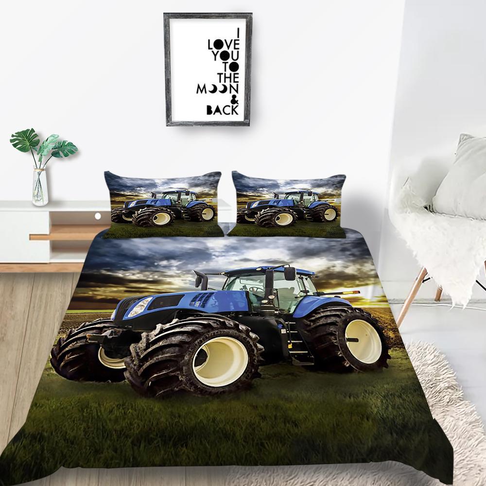 Agricultural Vehicle Bedding Set Off-road Vehicle Down Duvet Cover Pillowcase 2/3pc Single Double Bed Cover Gift Boys Men Farmer Blanket Cover