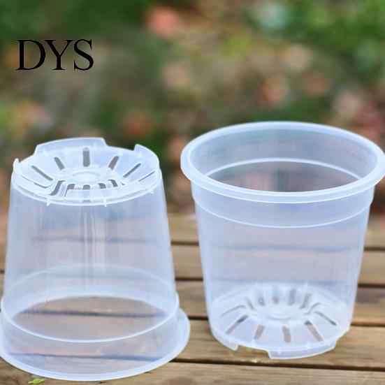 Orchid Repotting Supplies Clear Plastic Pot with Saucer, Plant Pots Drainage Holes, Ventilated Flower for Rose, Phalaenopsis, Seedings Indoor