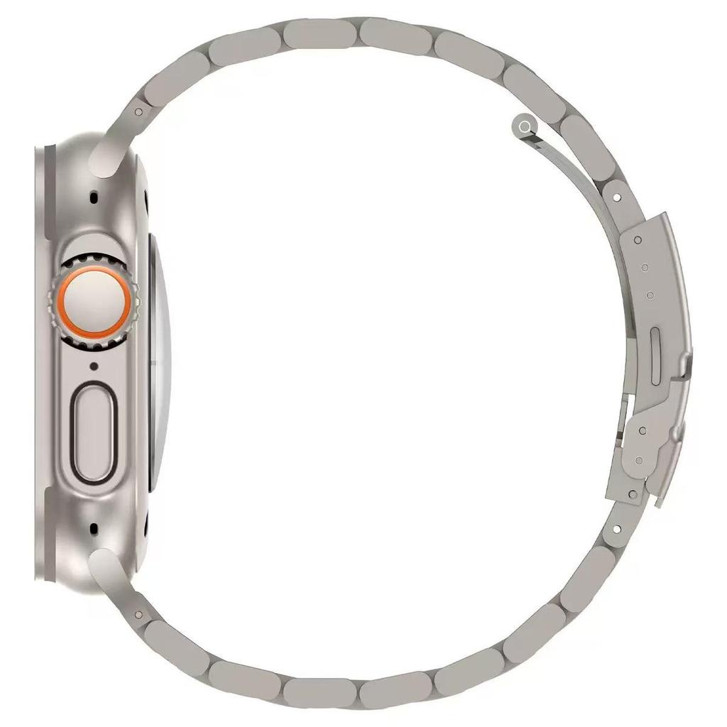 Three-Bead Steel Band Buckle Strap for Apple Watch, Compatible with All iWatch Generations, Stainless Steel.