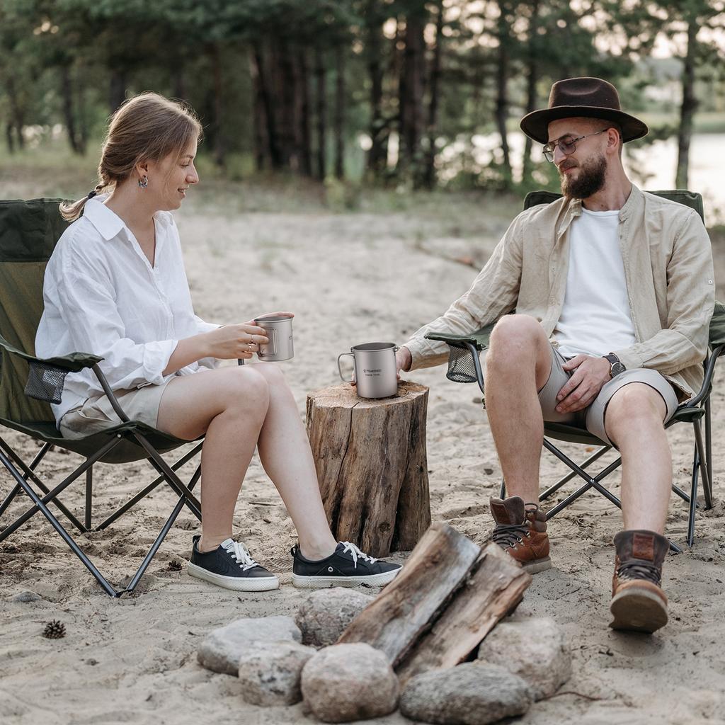 TOMSHOO Ultralight 750ml Titanium Pot Portable Titanium Water Mug Cup with Lid and Foldable Handle Outdoor Camping Cooking