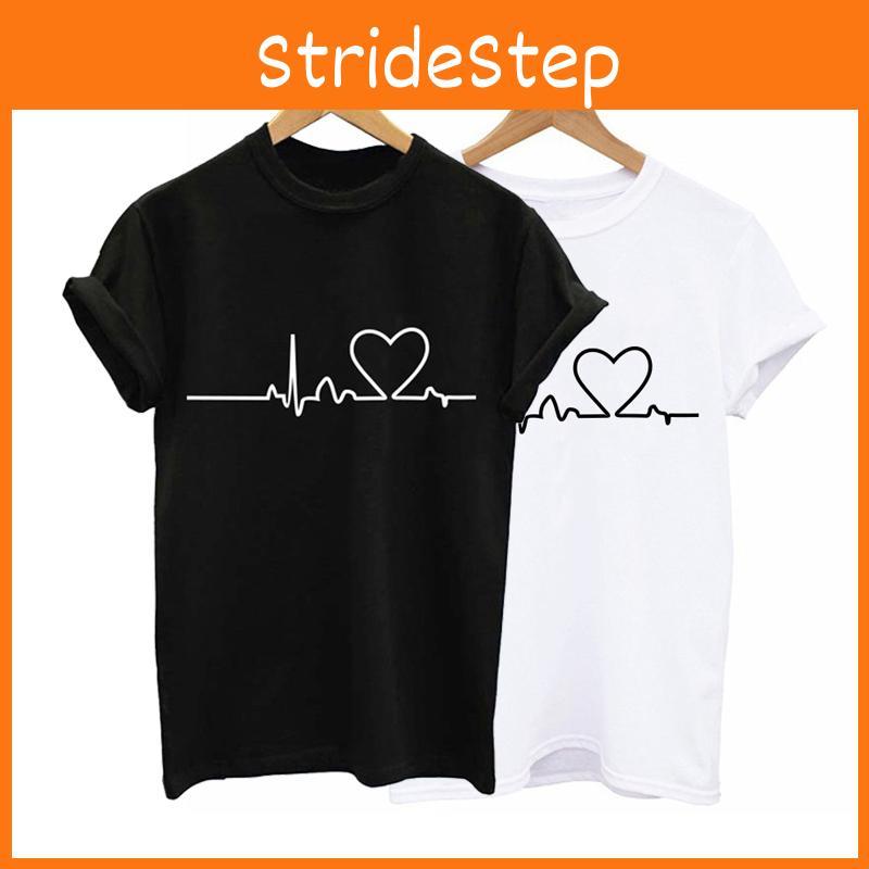 Comfortable Crew Neck Heart Print Blouse For Women In Soft Casual Fabric